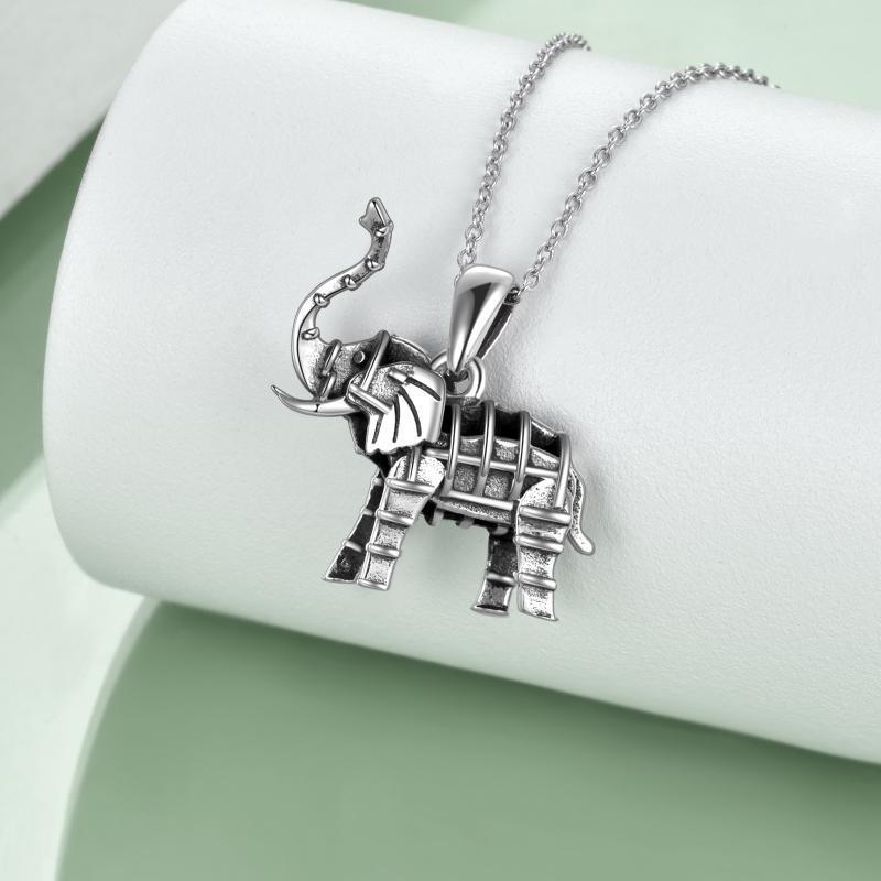 "Strong and Resilient" - Vintage Elephant Sterling Silver Pendant Necklace for Women/Men