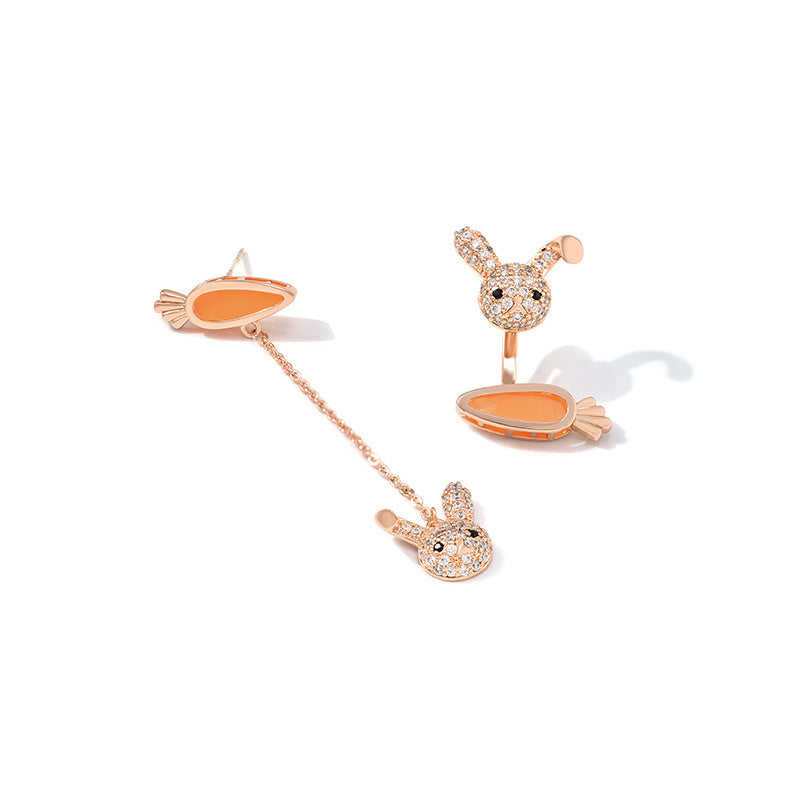 Bunny with Carrot Dangle Earrings