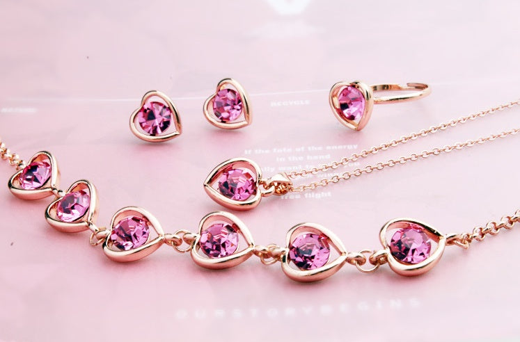 " A Rosey Heart" - Jewelry Set