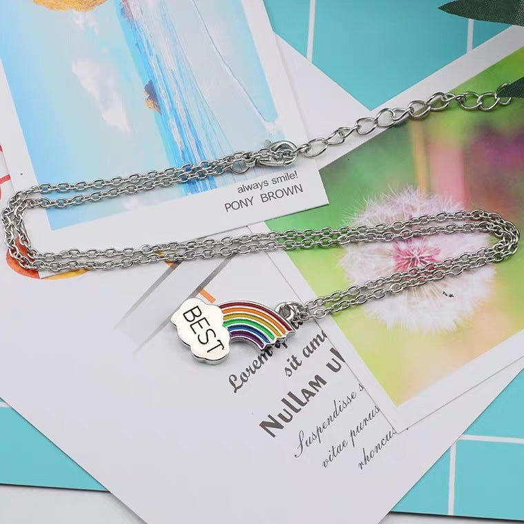 "Rainbow Cloud" - Stitching Best Friend Pendant Necklace