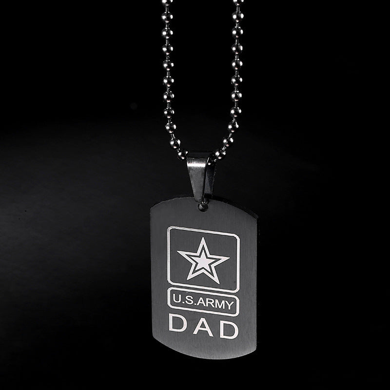 "Army Mom/Dad" - Titanium Steel Dog Tag Chain