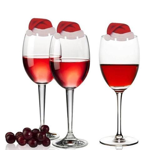 DIY Christmas Hat Wine and Champagne Glass Topper Decoration