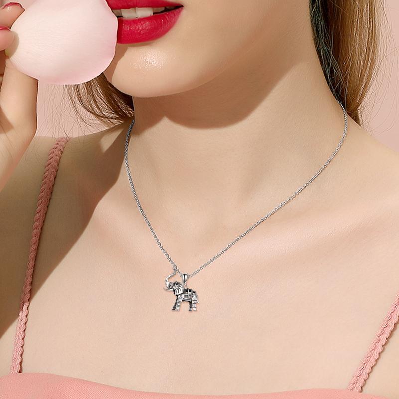 "Strong and Resilient" - Vintage Elephant Sterling Silver Pendant Necklace for Women/Men