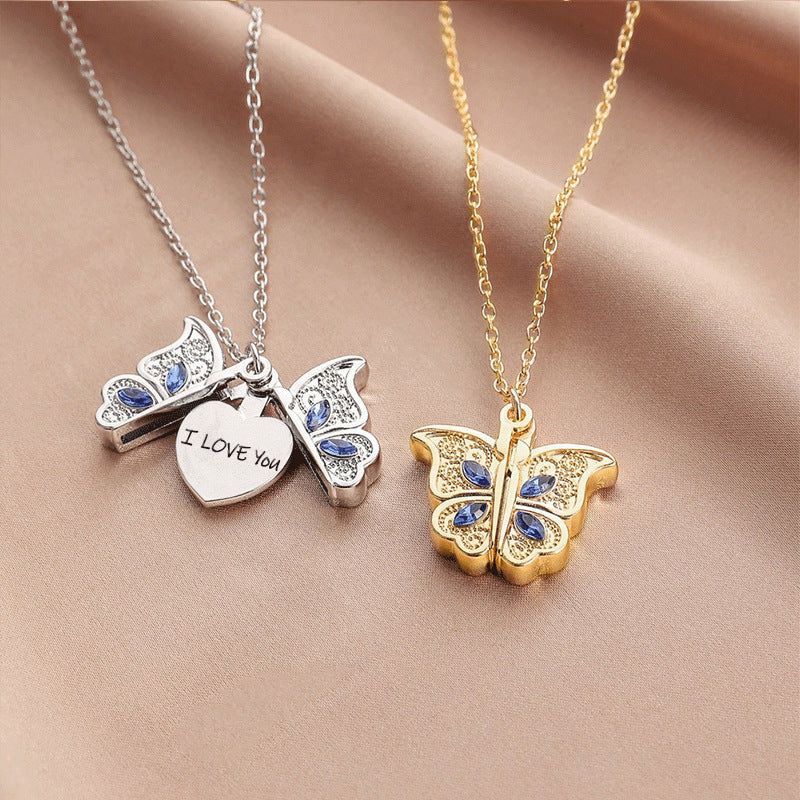 "I Love You" - Butterfly Locket Necklace
