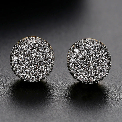 9MM Crystal Barbell Earrings For Men