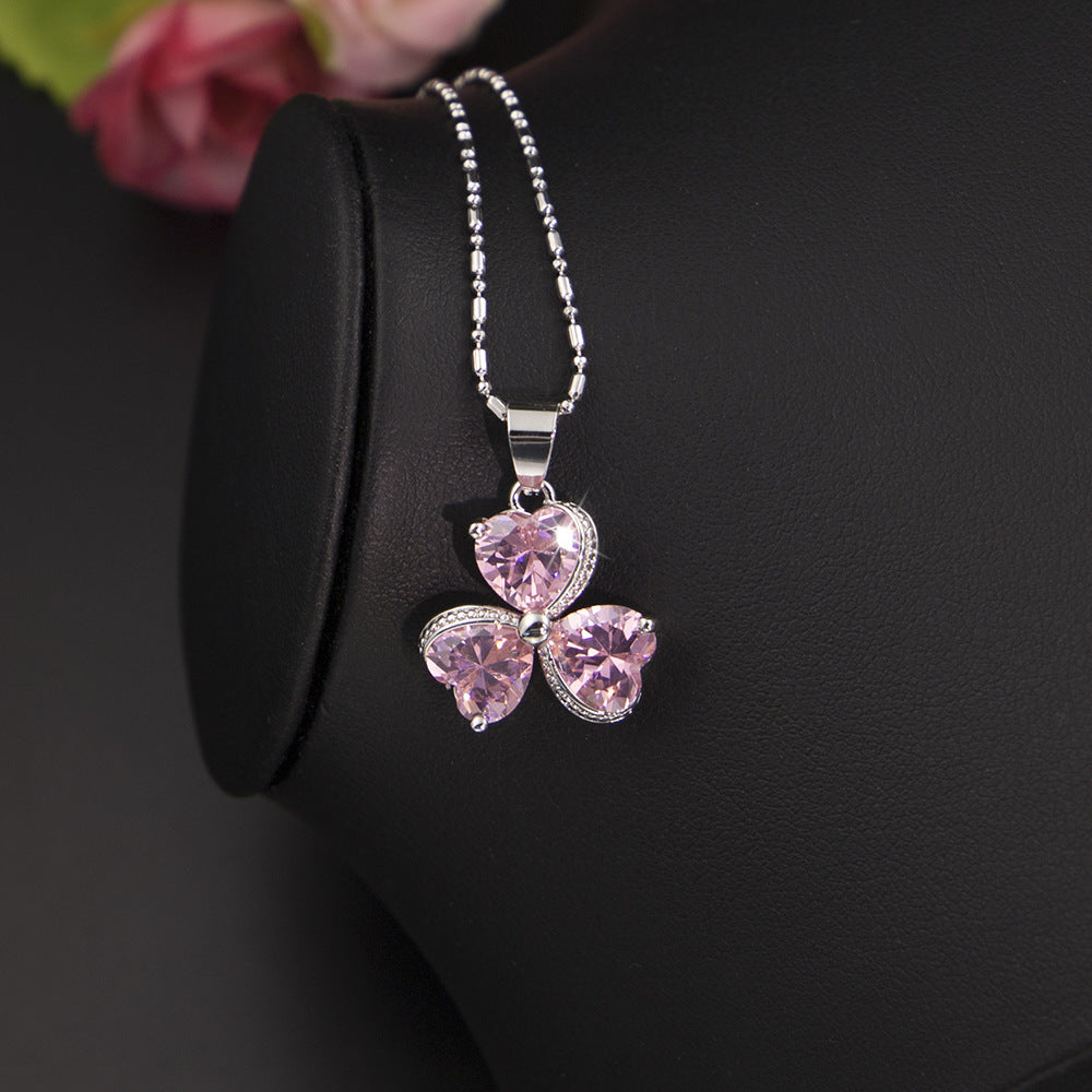 "Pink Clover" - Zircon Jewelry Set
