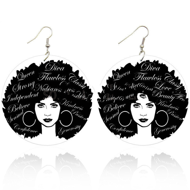 "Dear Black Girl" -  Wooden Printed Earrings