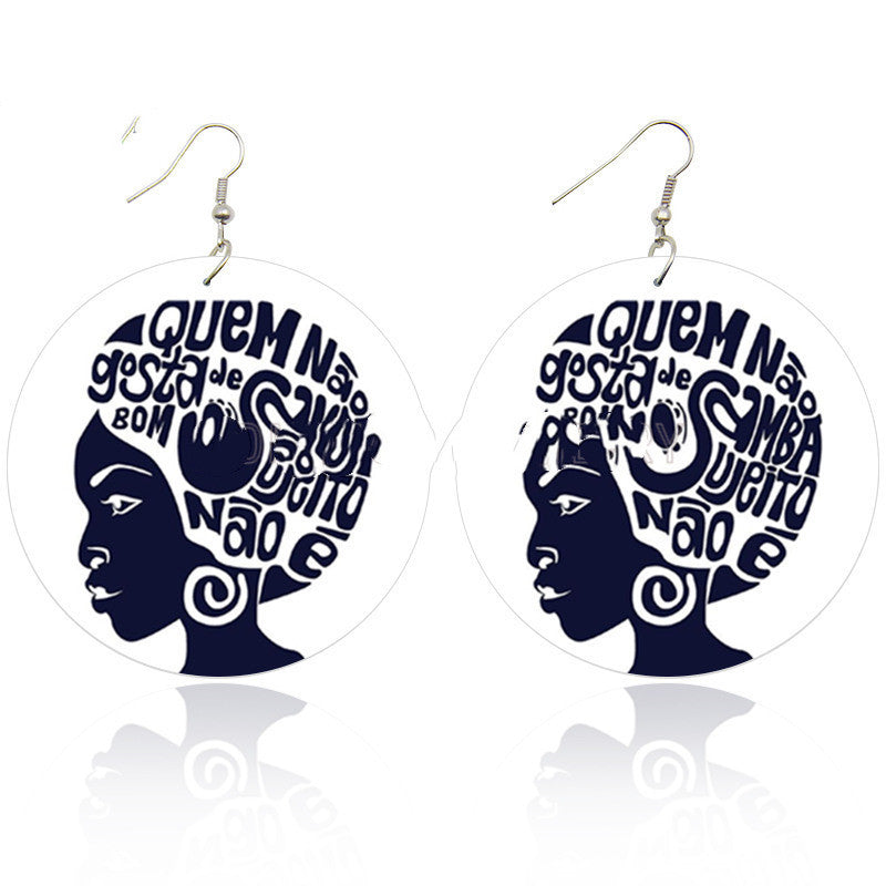 "Dear Black Girl" -  Wooden Printed Earrings
