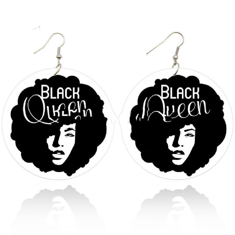 "Dear Black Girl" -  Wooden Printed Earrings