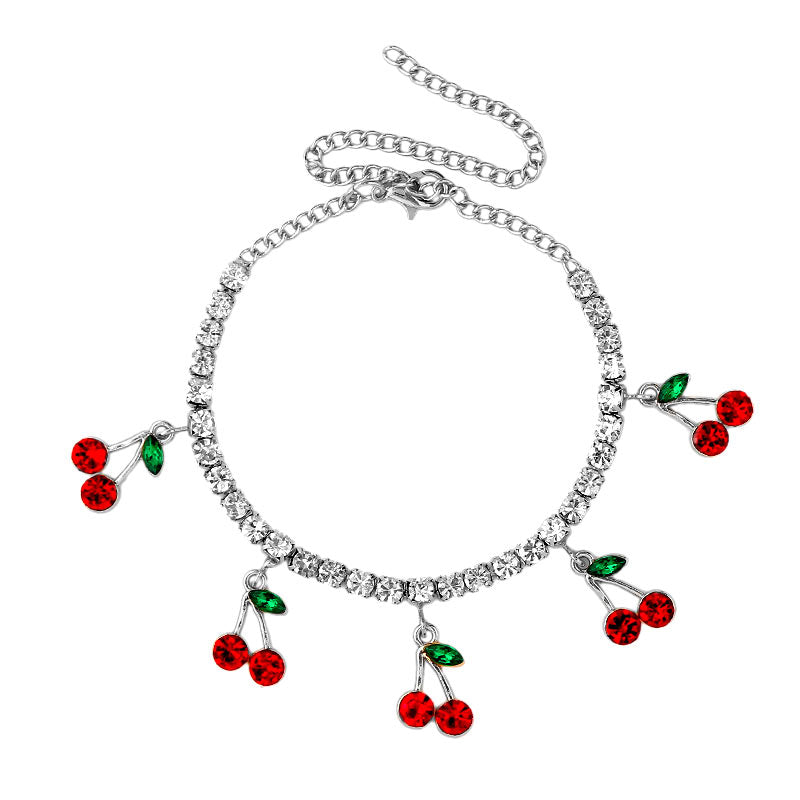 Red Cherry Simulated Diamond Tennis Bracelet