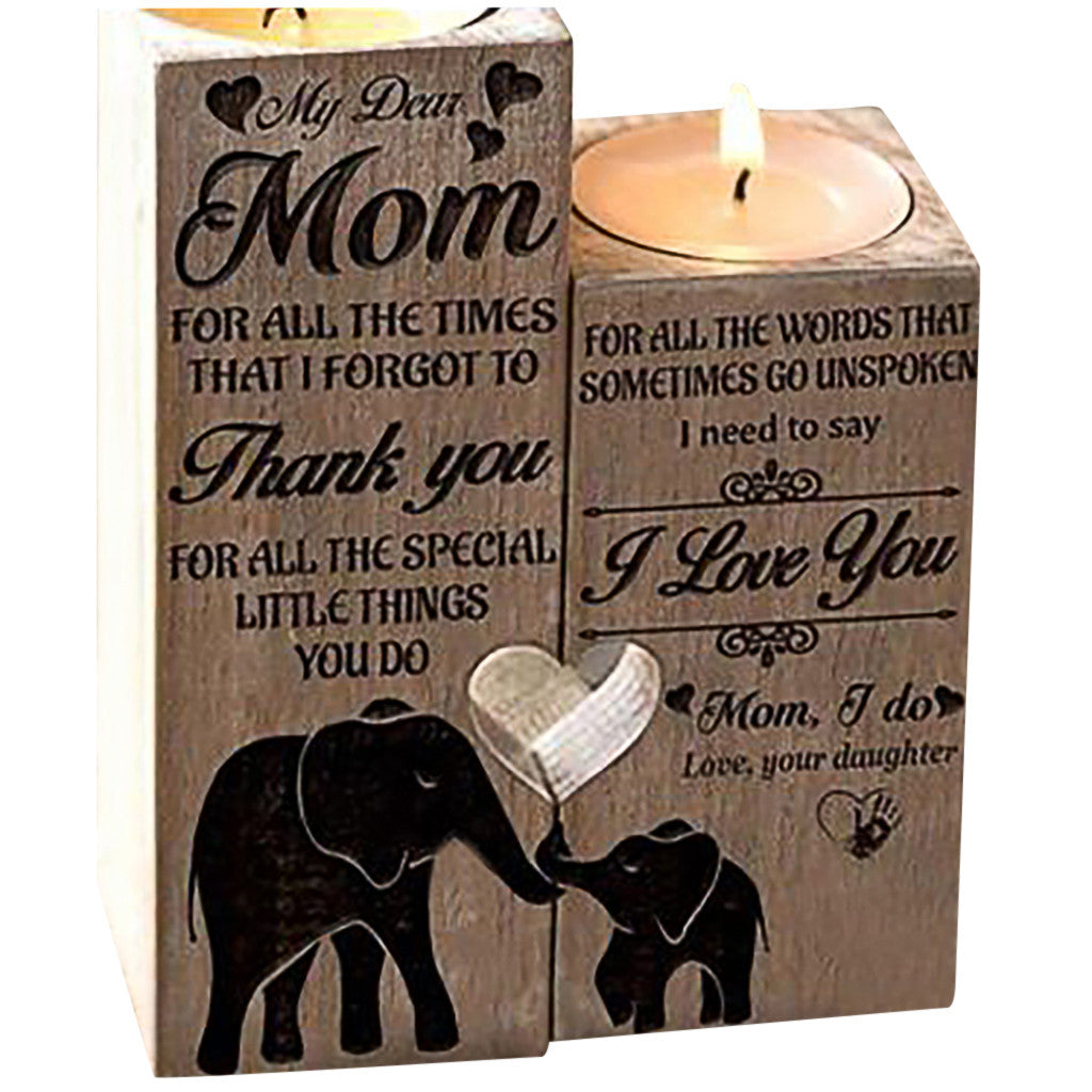 Mother Heart-shaped Wooden Candle
