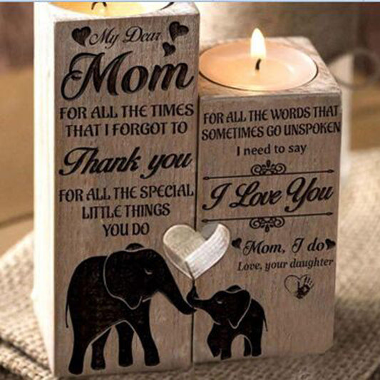 Mother Heart-shaped Wooden Candle
