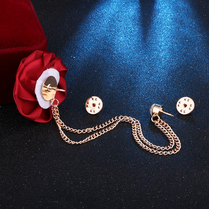 Handmade Rose Brooch Tassel for Men's Suit
