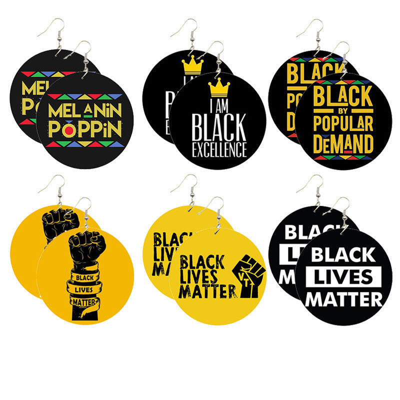 "Black Liberation" - Wooden Dangle Earrings