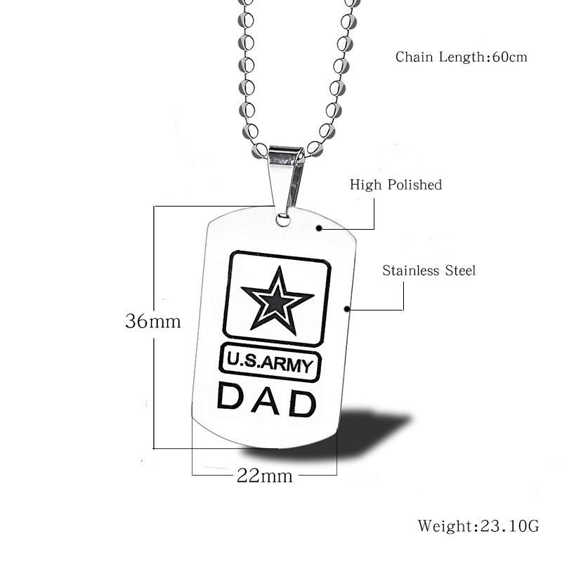 "Army Mom/Dad" - Titanium Steel Dog Tag Chain