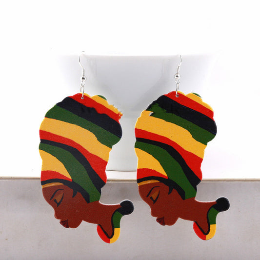 Multicolor Black Queen Dangle Earrings
