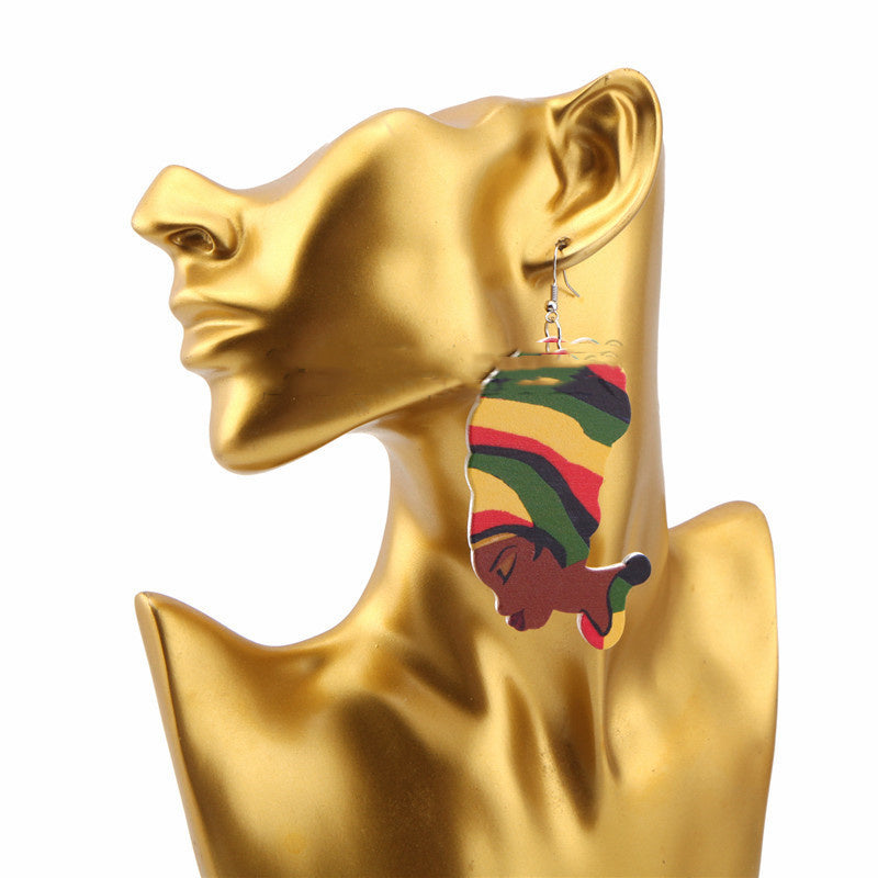 Multicolor Black Queen Dangle Earrings