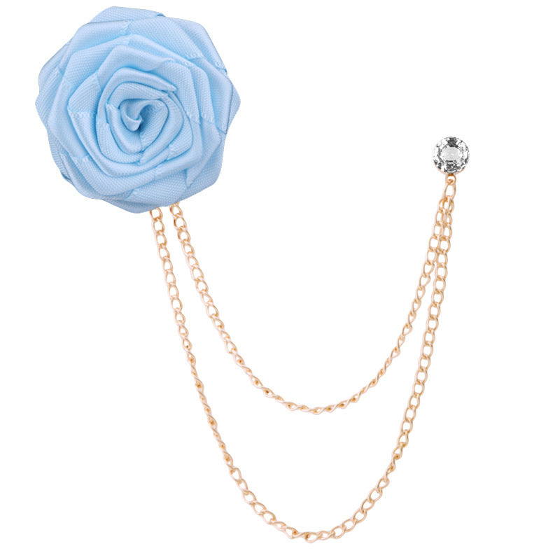 Handmade Rose Brooch Tassel for Men's Suit