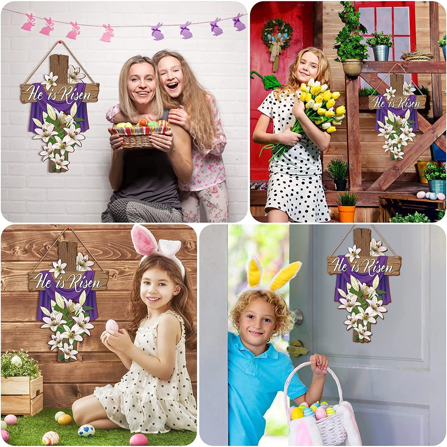 "He is Risen" - Wooden Cross Wall Decoration
