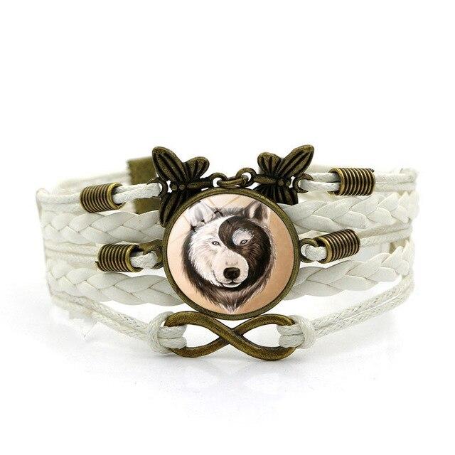 Vintage Yin Yang Wolf Time Gem Bracelets