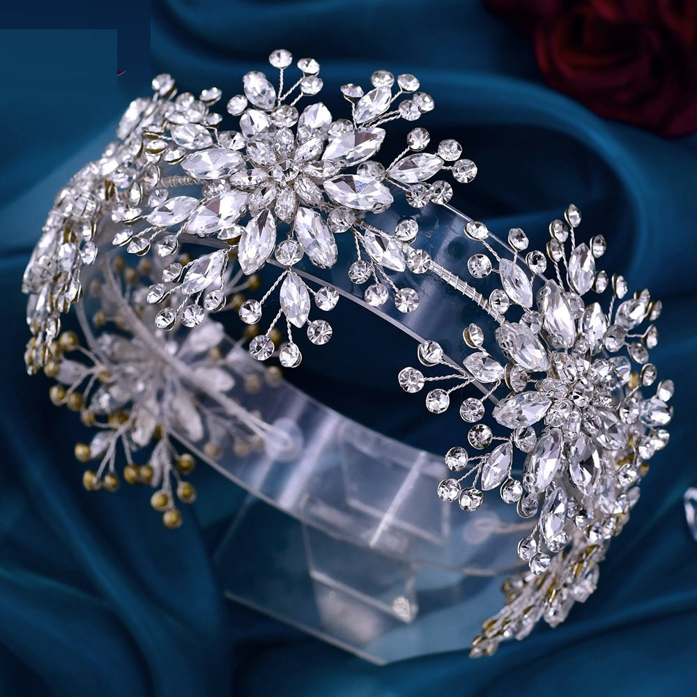 Handmade 3D Flower Rhinestone Bridal Hairband