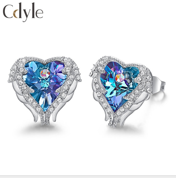 "Guardian Angel" - Iridescent Diamond Stud Earrings