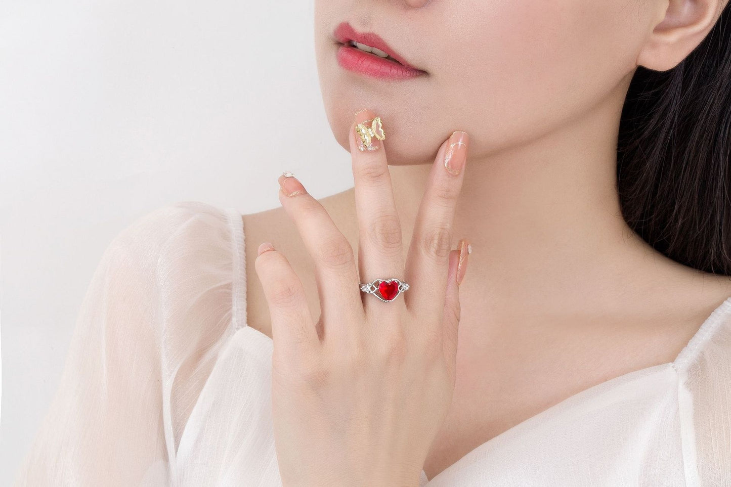 "My Passionate Heart" - Heart-shaped Imitation Ruby Jewelry Set
