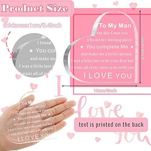 "To My Man" - Acrylic Transparent Heart Shaped Plaque