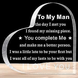 "To My Man" - Acrylic Transparent Heart Shaped Plaque