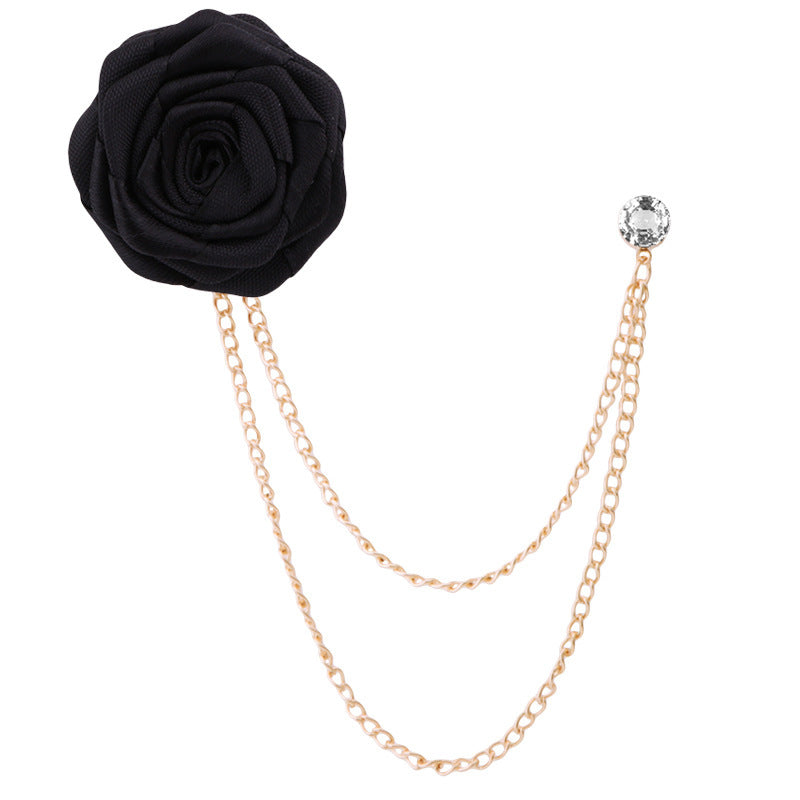 Handmade Rose Brooch Tassel for Men's Suit