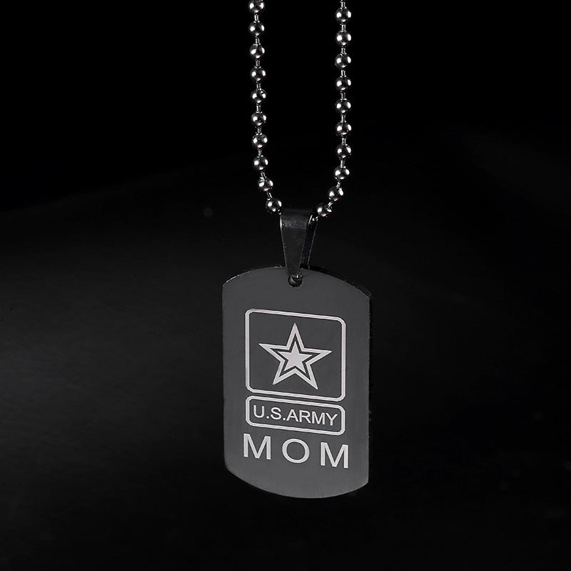 "Army Mom/Dad" - Titanium Steel Dog Tag Chain