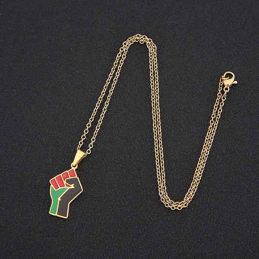 "Multicolor Fist" - Titanium Steel Necklace