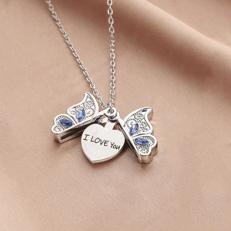 "I Love You" - Butterfly Locket Necklace