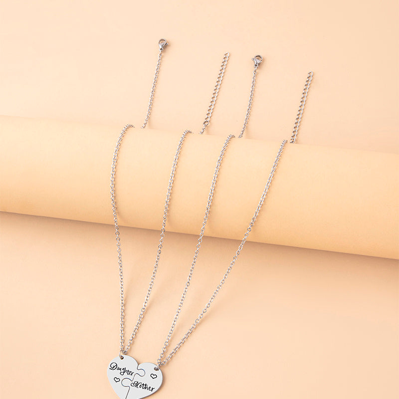 "Mom's Puzzle"- Daughter/ Mother Heart Puzzle  Pendant Necklace