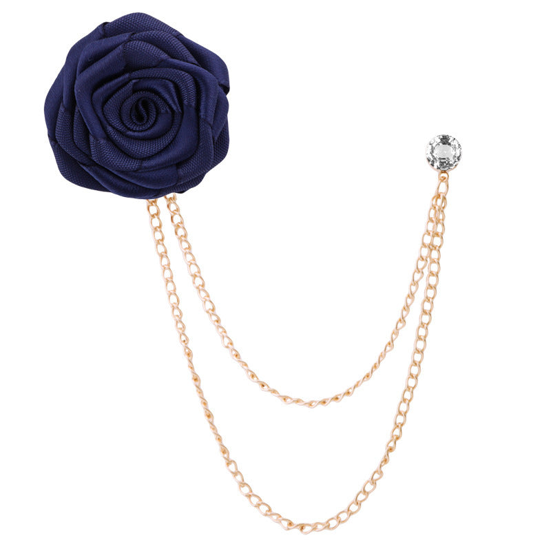 Handmade Rose Brooch Tassel for Men's Suit