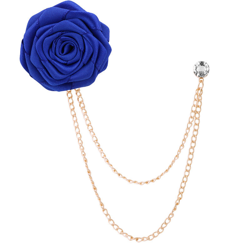 Handmade Rose Brooch Tassel for Men's Suit
