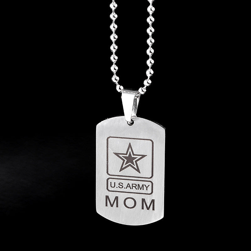 "Army Mom/Dad" - Titanium Steel Dog Tag Chain