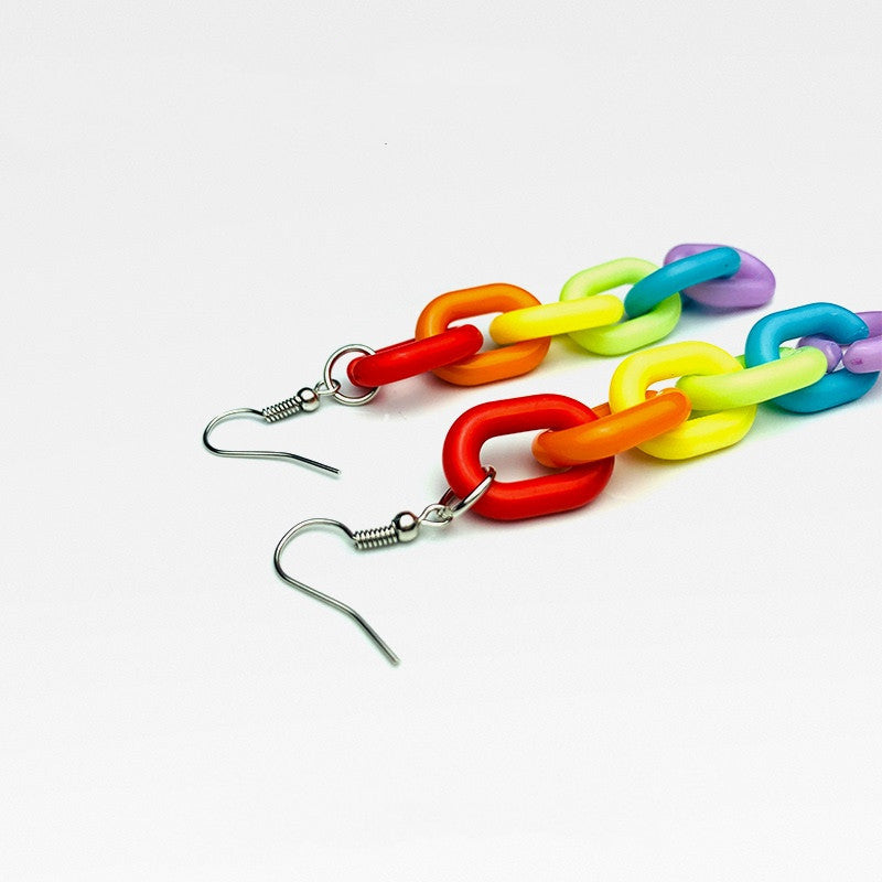 Rainbow Link Dangle Earrings