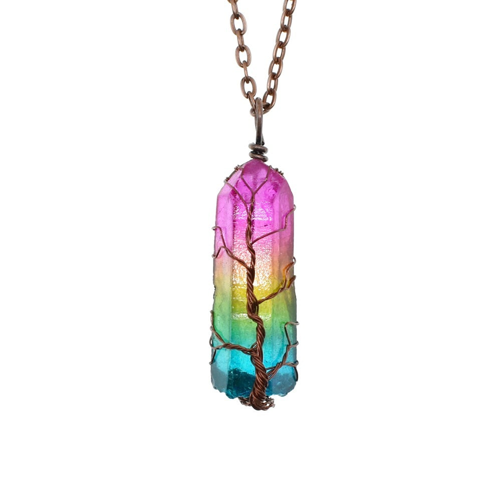 "Tree of Radiance" - Crystal Pillar Tree Of Life Pendant Necklace