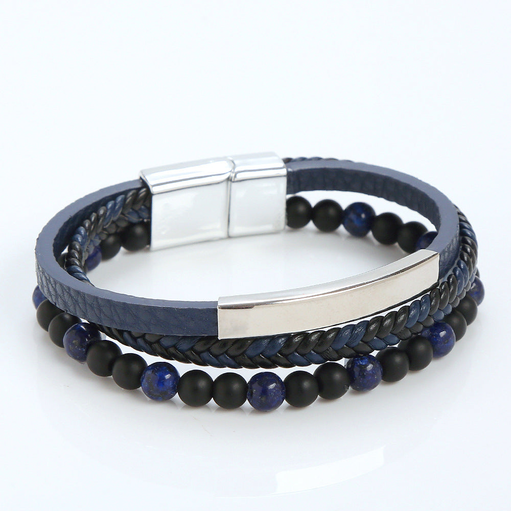 Beaded Magnetic Stainless Steel Buckle Bracelet