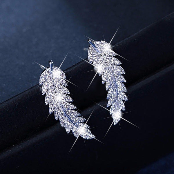 "Victory" - Zircon Leaf Earrings
