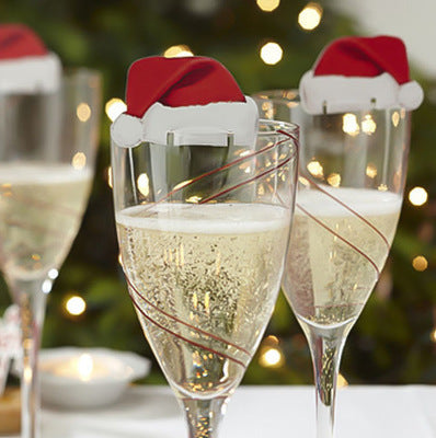 DIY Christmas Hat Wine and Champagne Glass Topper Decoration