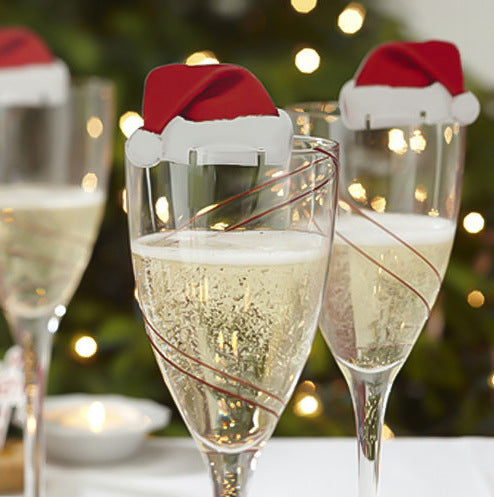 DIY Christmas Hat Wine and Champagne Glass Topper Decoration