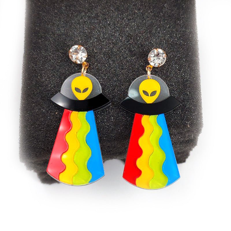 "Ethereal Pride"- Rainbow Alien Earrings