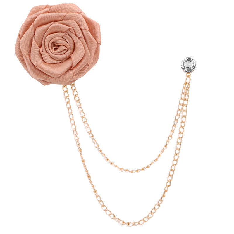 Handmade Rose Brooch Tassel for Men's Suit