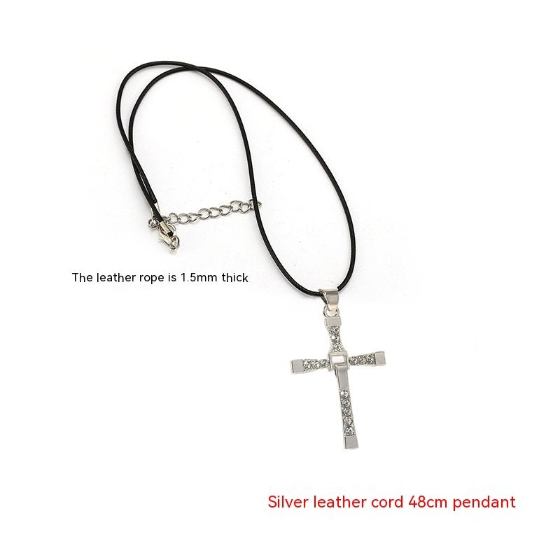 Cross-shaped Necklace With Rhinestones