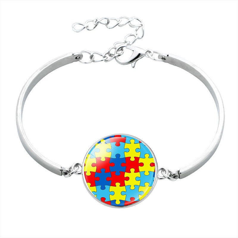Autism Puzzle Time Gem Bracelets