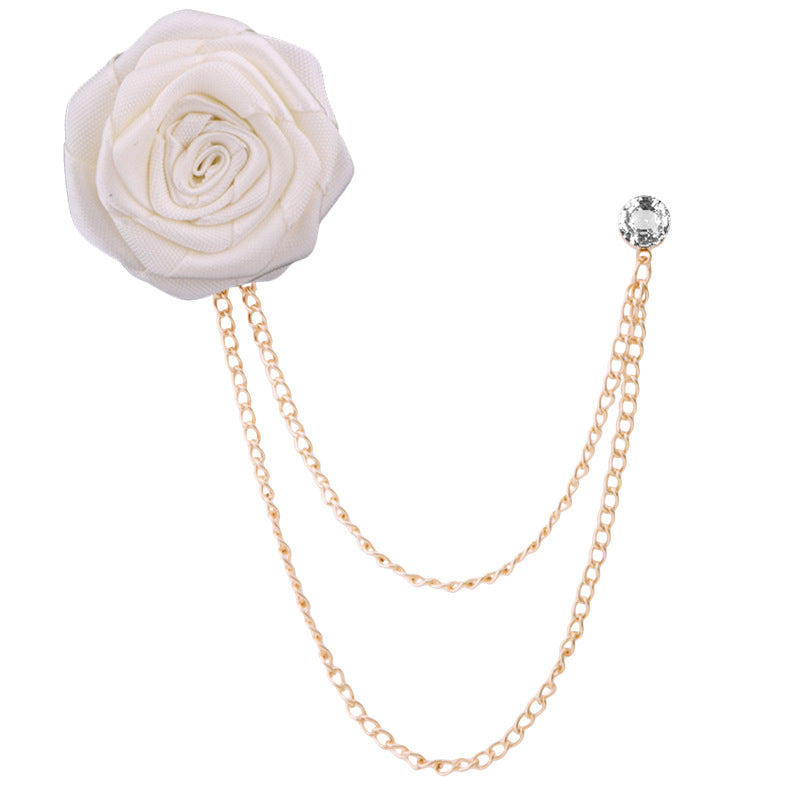 Handmade Rose Brooch Tassel for Men's Suit