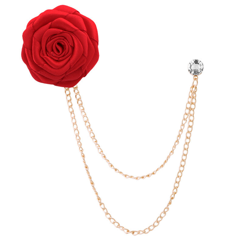 Handmade Rose Brooch Tassel for Men's Suit