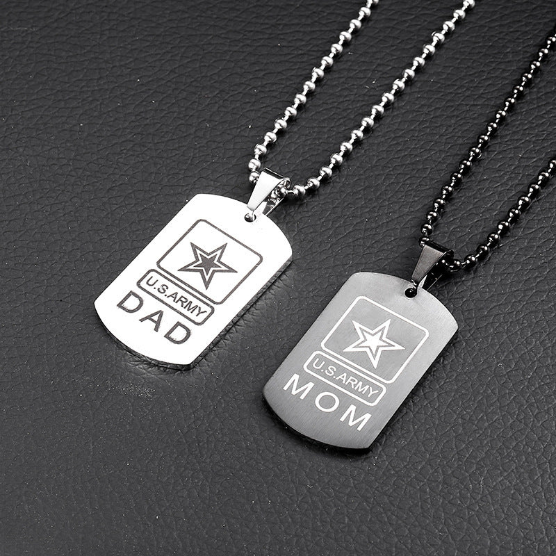 "Army Mom/Dad" - Titanium Steel Dog Tag Chain